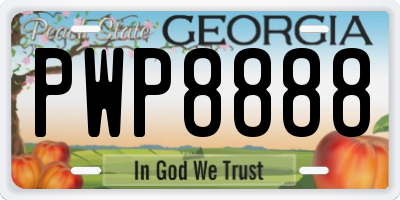 GA license plate PWP8888