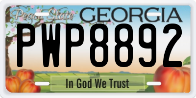 GA license plate PWP8892