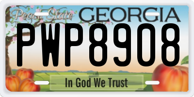 GA license plate PWP8908