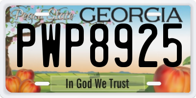 GA license plate PWP8925
