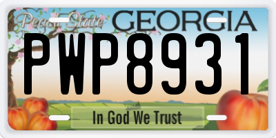 GA license plate PWP8931