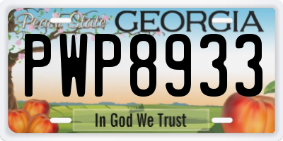 GA license plate PWP8933