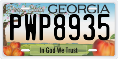 GA license plate PWP8935
