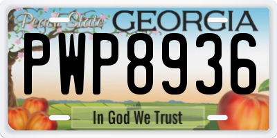 GA license plate PWP8936