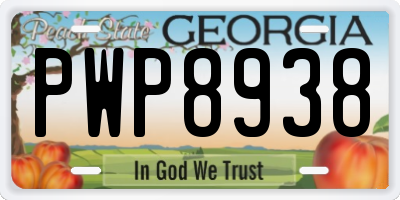 GA license plate PWP8938
