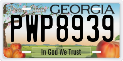 GA license plate PWP8939