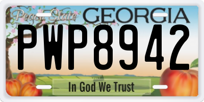 GA license plate PWP8942