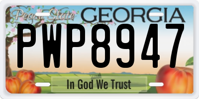 GA license plate PWP8947