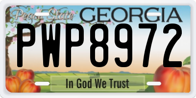 GA license plate PWP8972