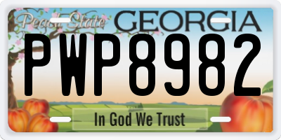 GA license plate PWP8982