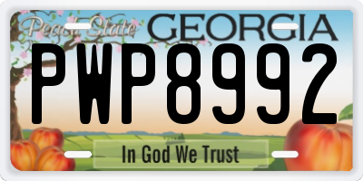 GA license plate PWP8992