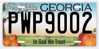 GA license plate PWP9002