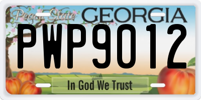 GA license plate PWP9012
