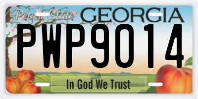 GA license plate PWP9014