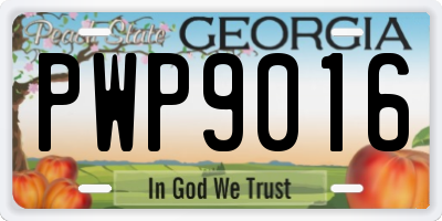 GA license plate PWP9016