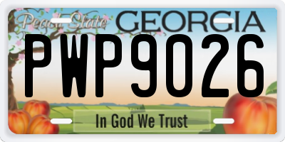GA license plate PWP9026