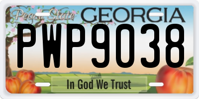 GA license plate PWP9038