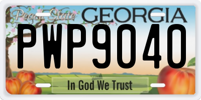 GA license plate PWP9040