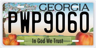 GA license plate PWP9060
