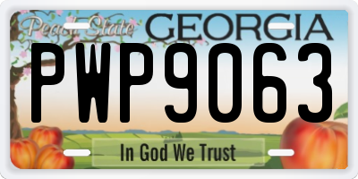 GA license plate PWP9063