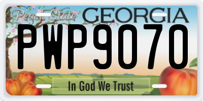 GA license plate PWP9070