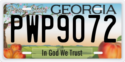 GA license plate PWP9072