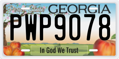 GA license plate PWP9078