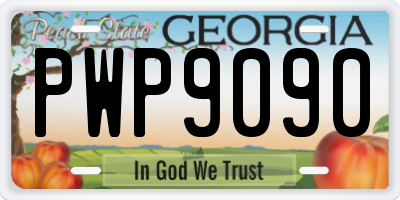 GA license plate PWP9090