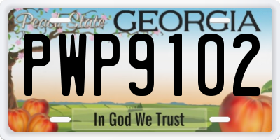GA license plate PWP9102
