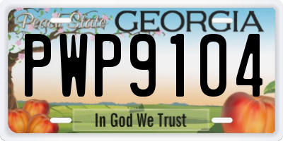 GA license plate PWP9104