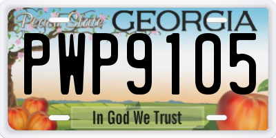 GA license plate PWP9105