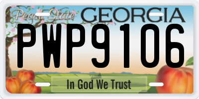 GA license plate PWP9106