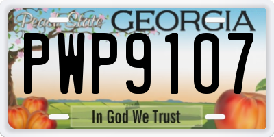 GA license plate PWP9107