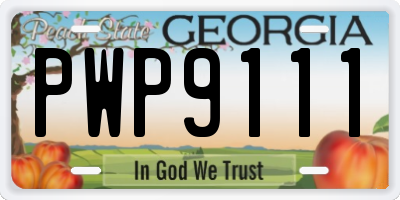 GA license plate PWP9111