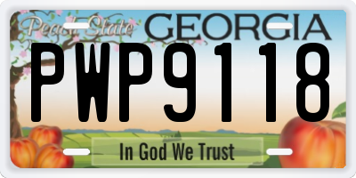 GA license plate PWP9118