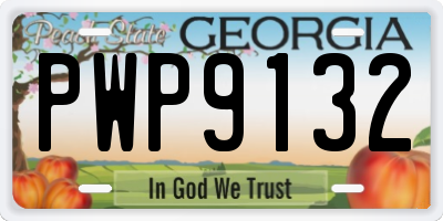GA license plate PWP9132