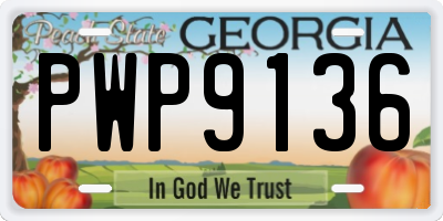 GA license plate PWP9136