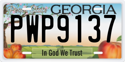 GA license plate PWP9137