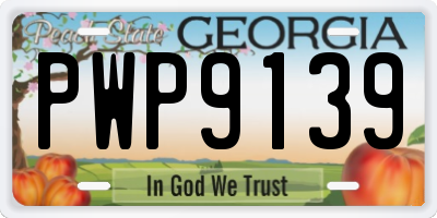 GA license plate PWP9139