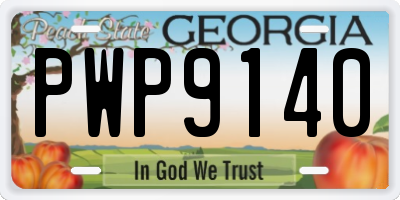 GA license plate PWP9140