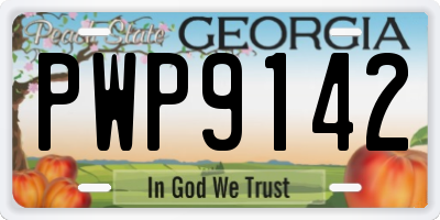 GA license plate PWP9142