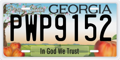 GA license plate PWP9152
