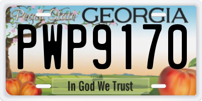GA license plate PWP9170