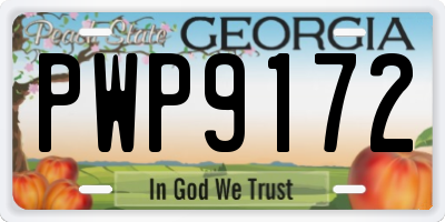 GA license plate PWP9172