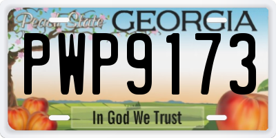GA license plate PWP9173
