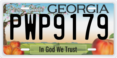 GA license plate PWP9179