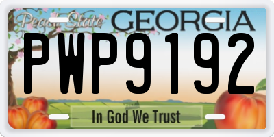 GA license plate PWP9192
