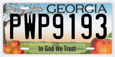 GA license plate PWP9193