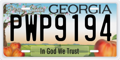 GA license plate PWP9194