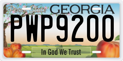 GA license plate PWP9200